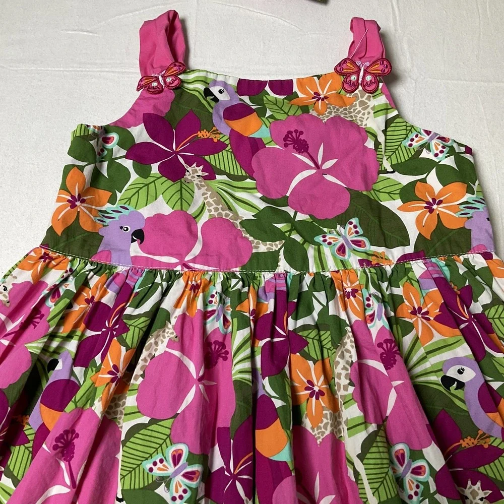 GYMBOREE Girl's Floral Hawaiian Reef Summer Dress Size 7 w/Head Band 532
